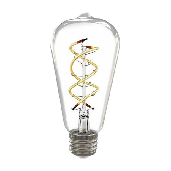 Great Value Vintage 6.5W LED Edison Light Bulbs, 40W Eqv, Clear Glass, ST19 Filament E26 Base, 4PK