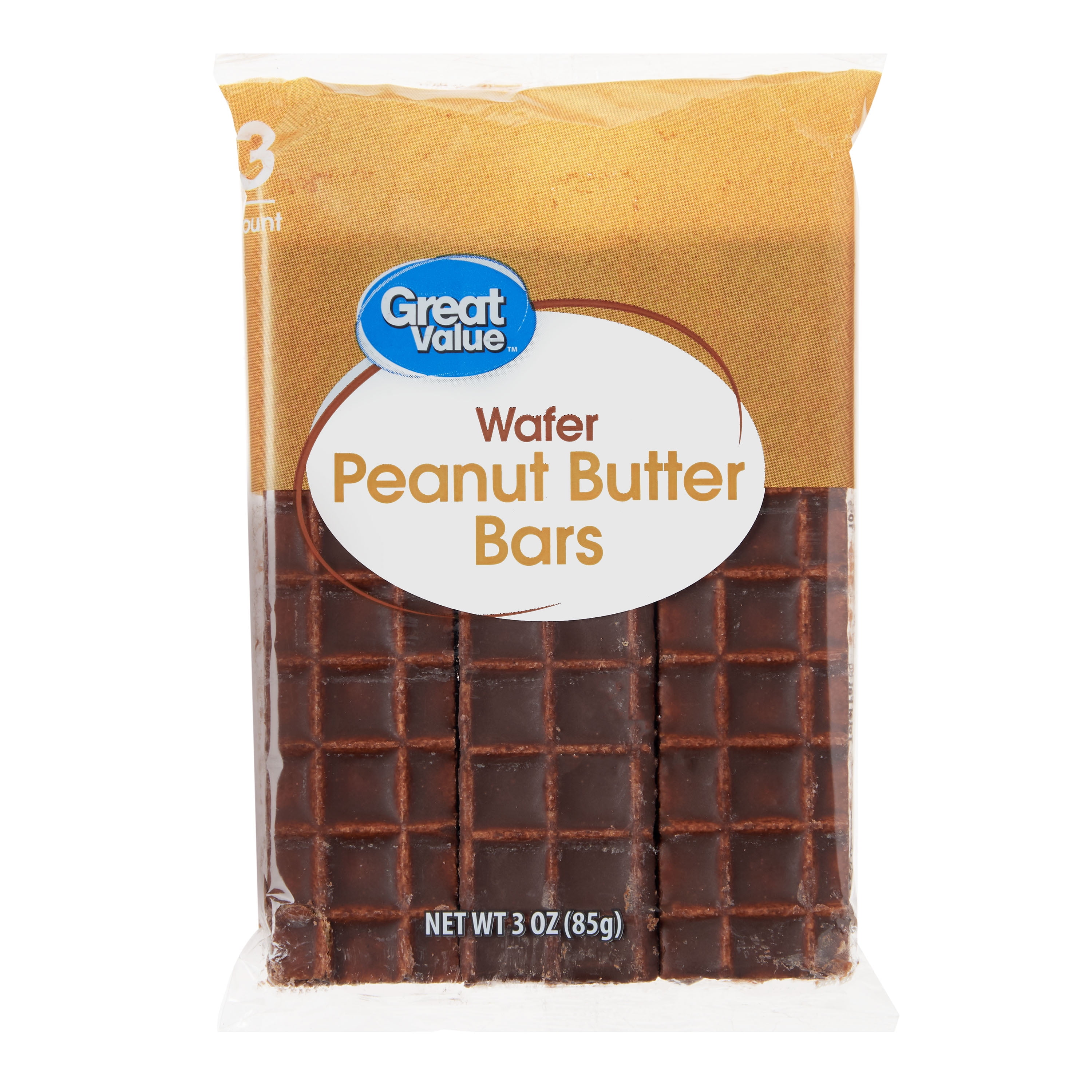 Great Value Wafer Peanut Butter Bars, 3 oz, 3 Count