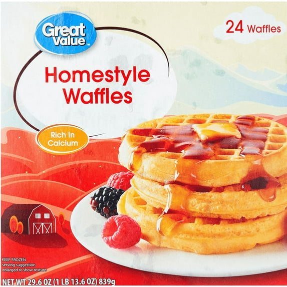 Great Value Homestyle Waffles, 29.6 oz, 24 Count