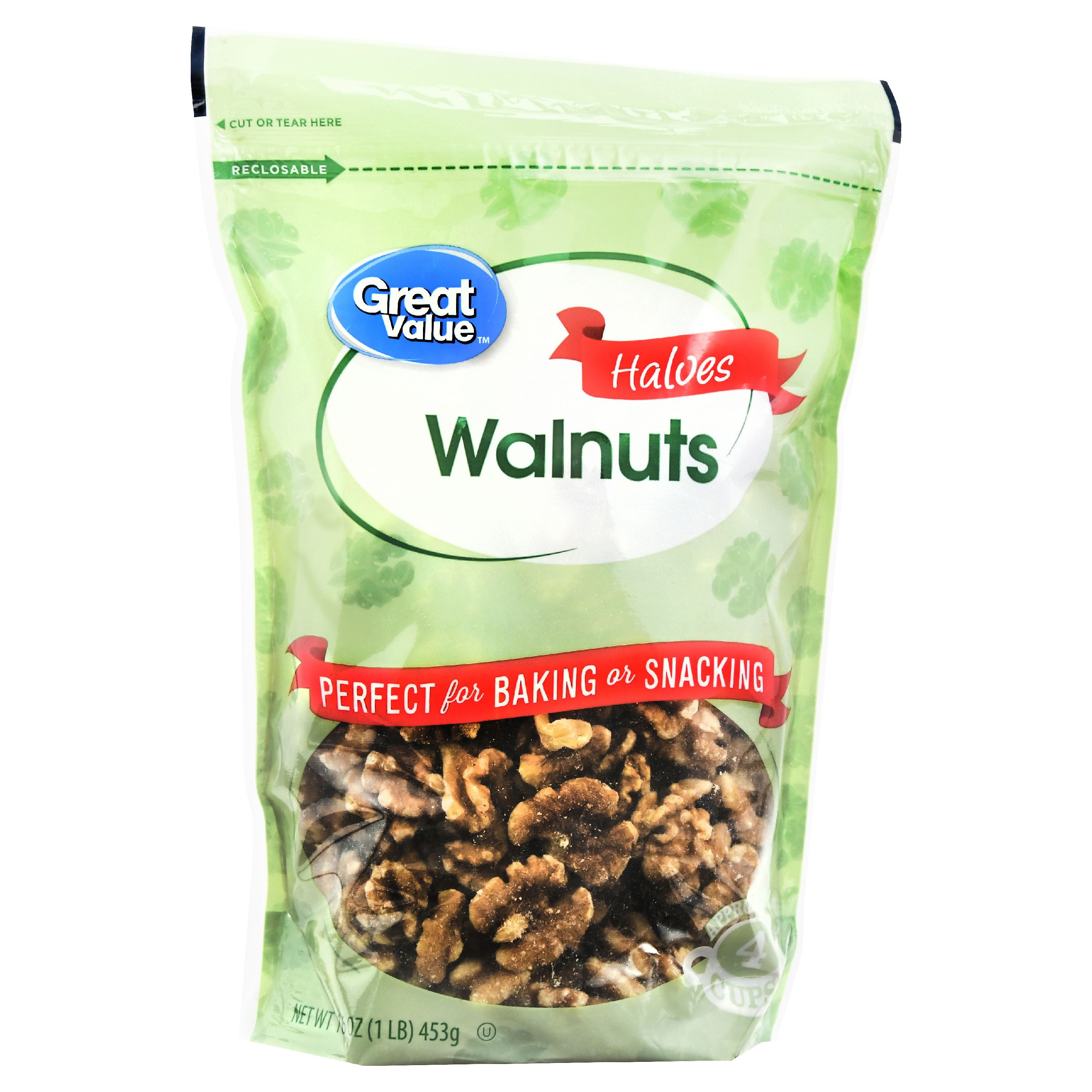 Great Value Walnut Halves, 16 oz