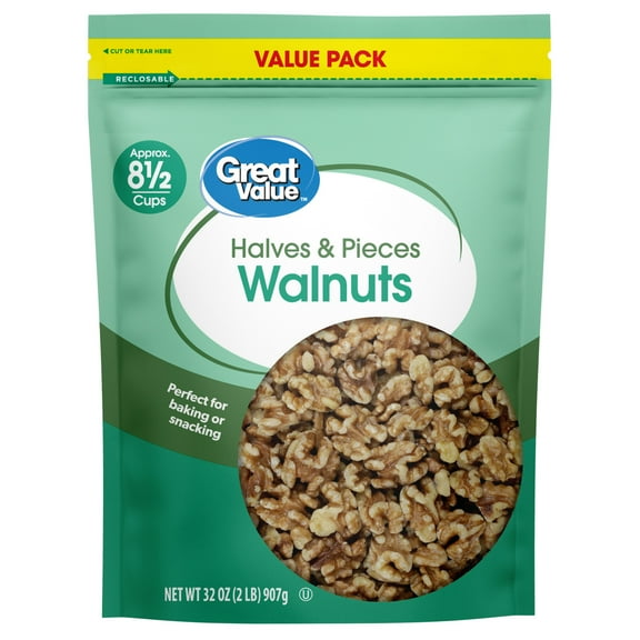 Great Value Walnuts Halves & Pieces, 32 oz