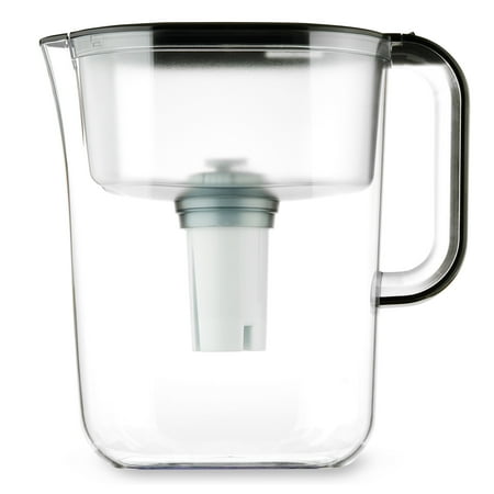Great Value Water Filter Pitcher 10 Cup Series, Black Color, BPA-Free, Brita Filter Compatible