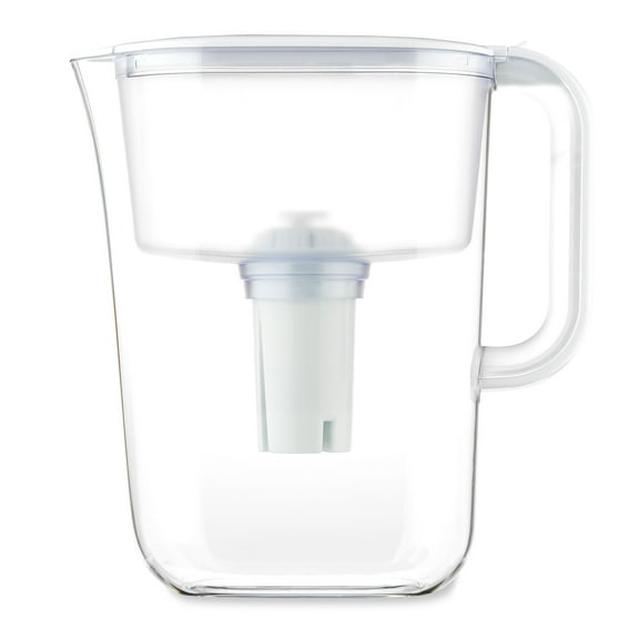 Great Value Water Filter Pitcher, BPA-Free, Certified to NSF/ANSI 42&53,7Cup Capacity, Digital Timer Indicator,HS528N White
