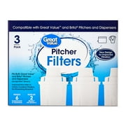 Great Value Water Filters, Fits Great Value & Brita Pitchers, Replacement 3 Pack