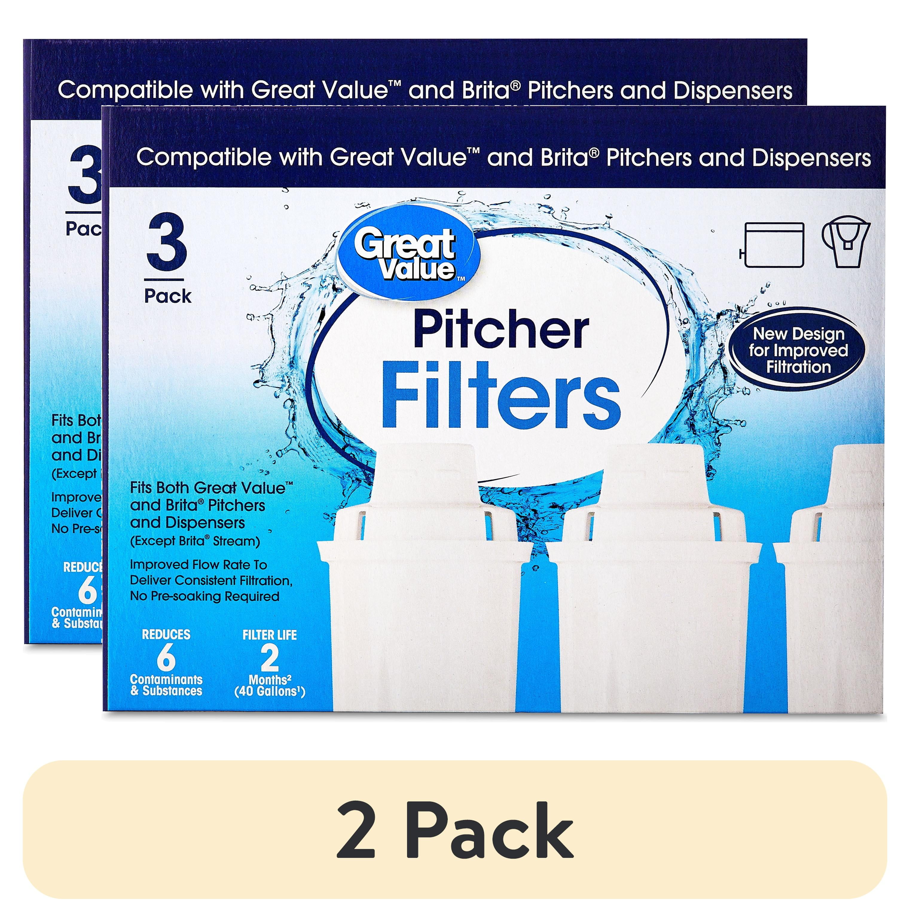 (2 pack) Great Value Water Filter, Replacement for Pitchers and