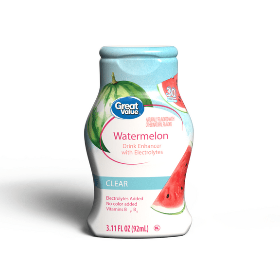Great Value Watermelon Drink Enhancer with Electrolytes, 3.11 fl oz Liquid