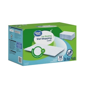 Great Value Low Streaking Wet Mopping Cloths, 38 Count