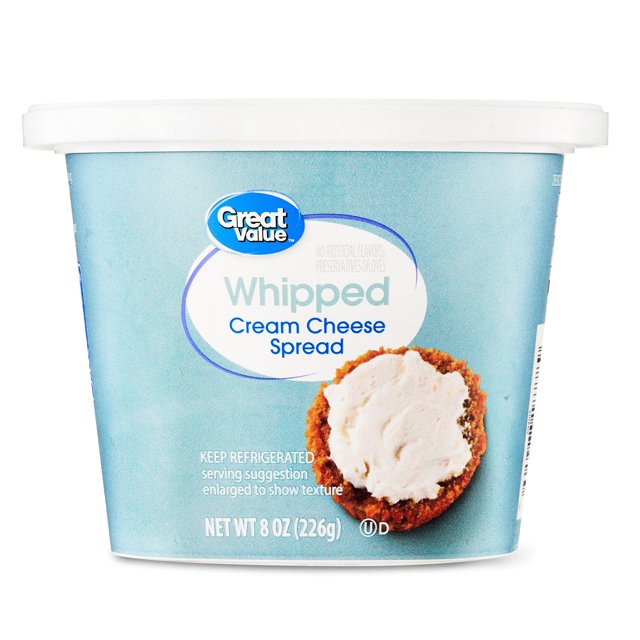 Great Value Whipped Cream Cheese Spread, 8oz Cup (GlutenFree