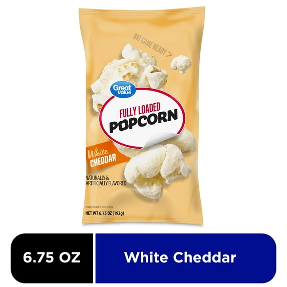 Great Value White Cheddar Fully Loaded Popcorn, 6.75 oz