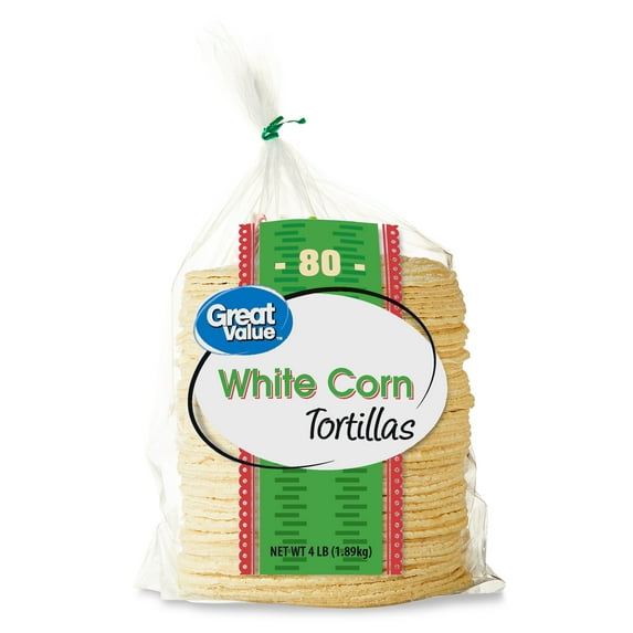 Great Value White Corn Tortillas, 66.67 oz, 80 Count