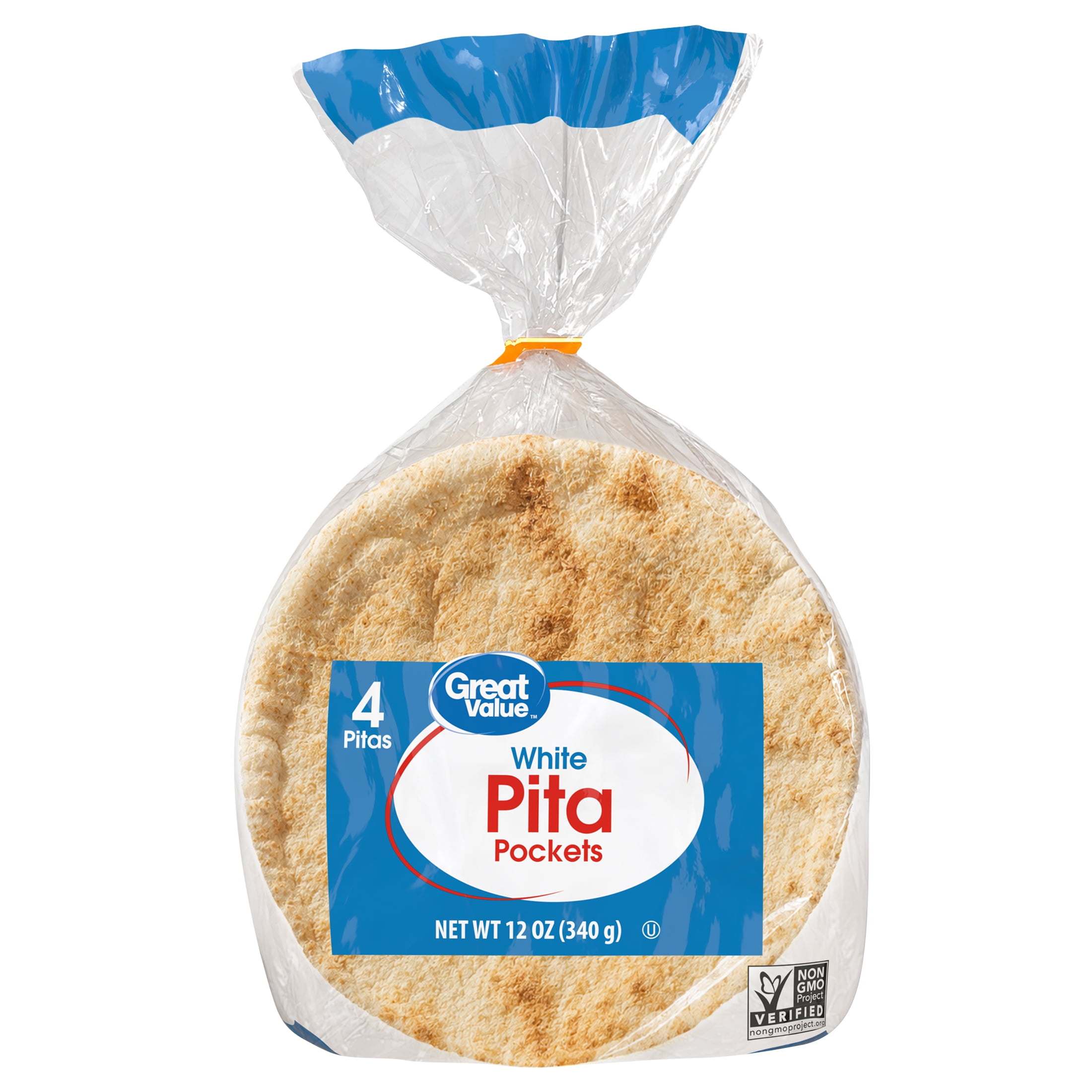 Great Value White Pita Bread, Soft & Fluffy, Versatile for Sandwiches & Wraps