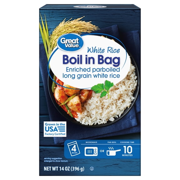 Great Value White Rice, Boil-in-Bag, 14 oz