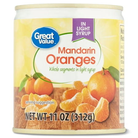 Great Value Whole Mandarin Oranges in Light Syrup, 11 oz