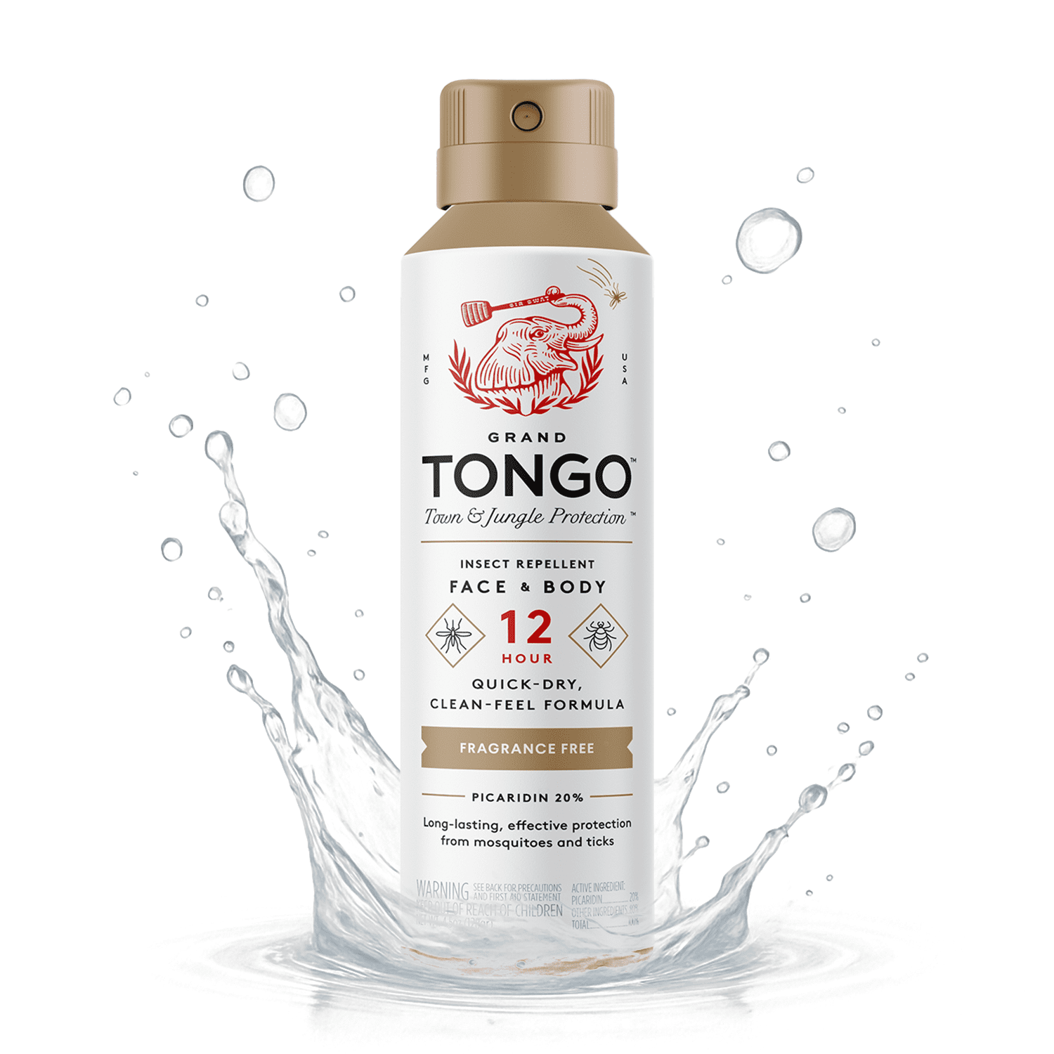 Grand Tongo Insect Repellent Fragrance Free Bug Continuous Spray 12 Hour Picaridin DEET Alternative Mosquito and Tick Spray