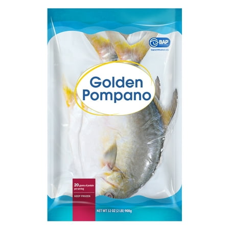 Great Value Whole Pompano, (Frozen Fish), 2 Count, 2 lb Bag