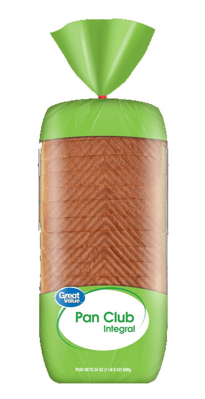 Great Value, Whole Wheat Club Sandwich Bread Loaf, Sliced, 24 oz, Shelf