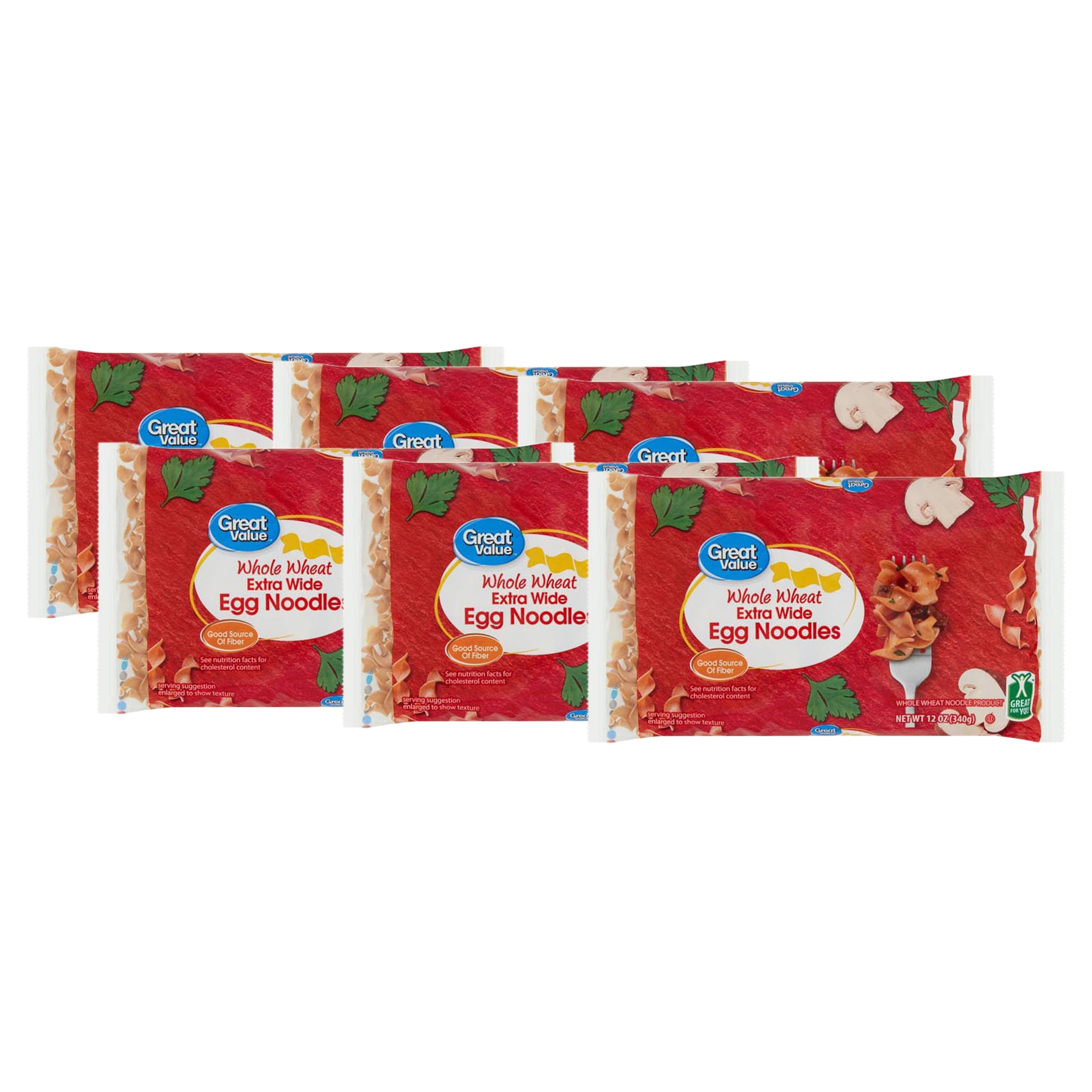 (6 pack) Great Value Whole Wheat Egg Noodles, 12 oz