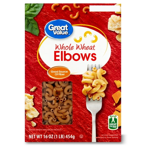 (5 pack) Great Value Whole Wheat Elbows, 16 oz