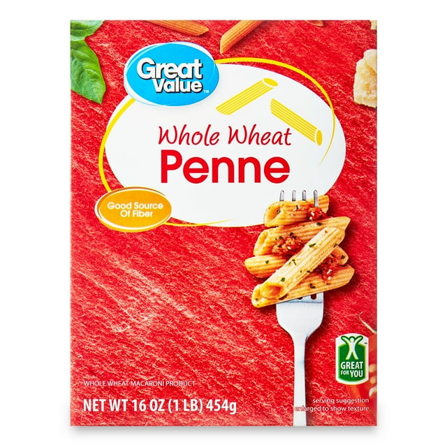 Great Value Whole Wheat Penne, 16 oz Shelf Stable