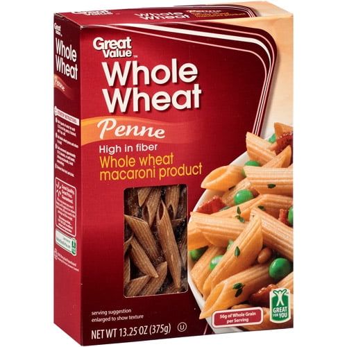 Great Value Whole Wheat Penne Pasta, 13.25 oz