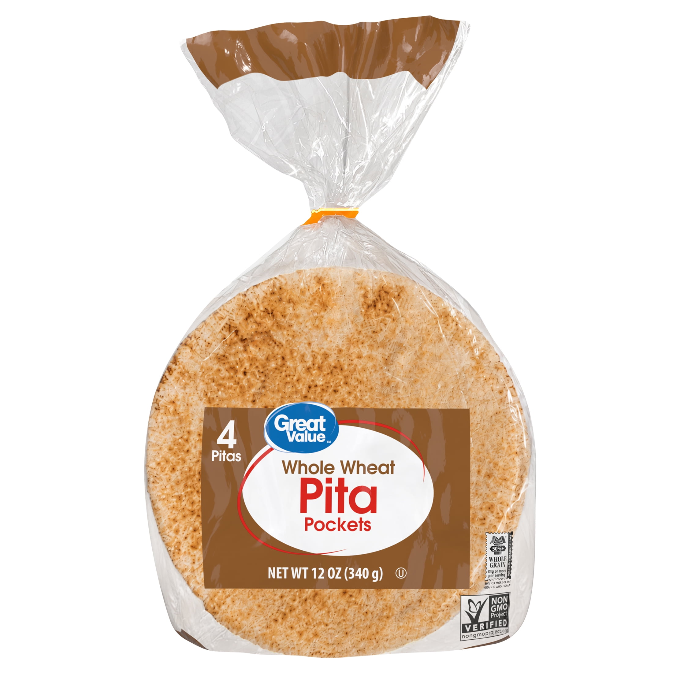 Great Value Whole Wheat Pita Bread, Hearty & Versatile Pockets for Meals