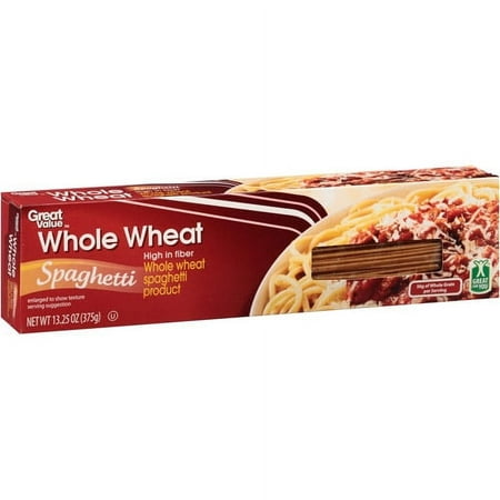 Great Value Whole Wheat Regular Spaghetti Pasta, 13.25 oz
