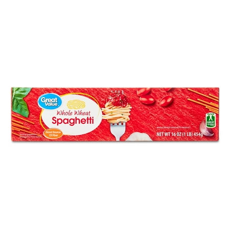 Great Value Whole Wheat Spaghetti, 16 oz Shelf Stable