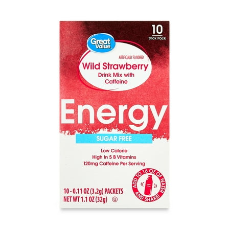 Great Value Wild Strawberry Drink Mix, 10 Count