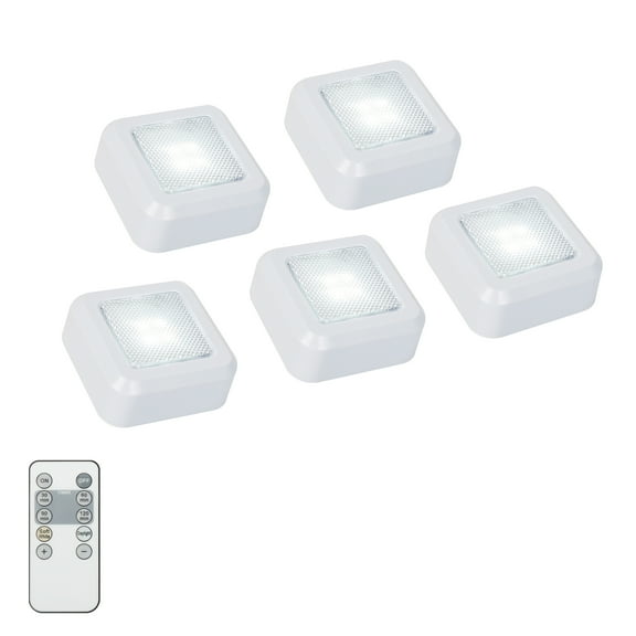 Great Value Wireless LED Puck Lights, 5-Pack, 100-Lumens, Remote Included