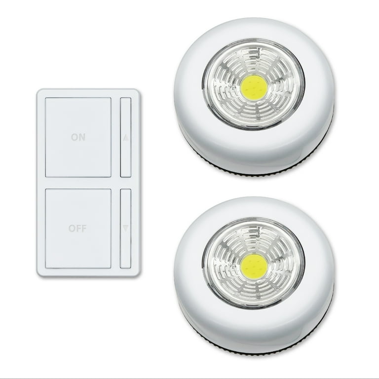 Great Value Wireless LED Puck Lights with Wall Switch 2 Pack