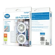 Great Value Wireless LED Puck Lights with Wall Switch, 2 Pack