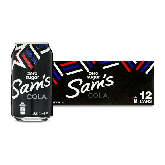 Sam's Zero Sugar Cola Soda Pop, 12 Pack, 12 fl oz Cans