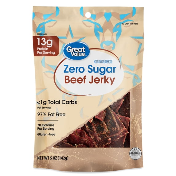 Great Value Zero Sugar Original Beef Jerky, 5 oz