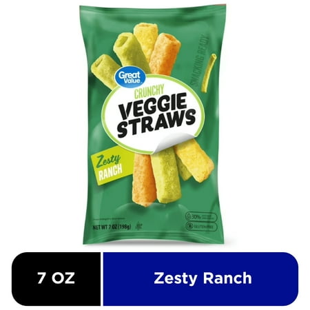 Great Value Zesty Ranch Flavored Veggie Straws, 7 oz