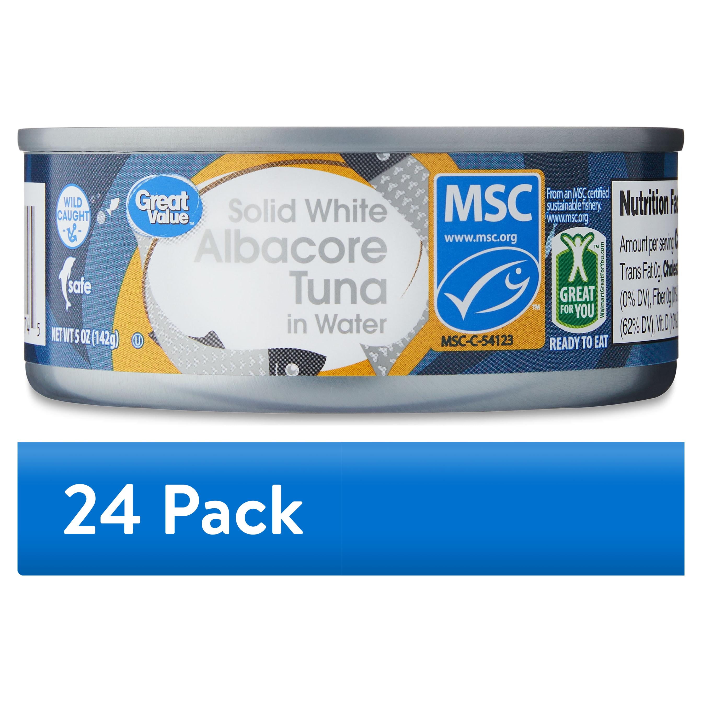 (24 pack) Great Value Solid White Albacore Tuna in Water, 5 oz