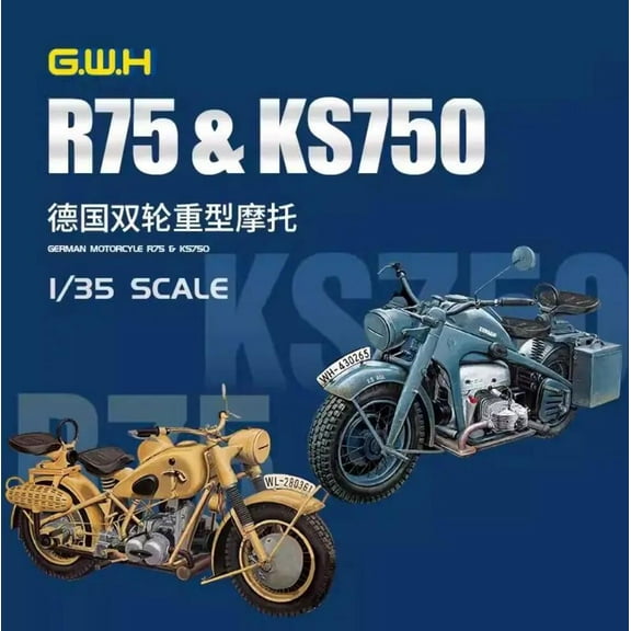 Great Wall Hobby L3527 1/35 Scale R75-KS750 Heavy Double Wheel Motorcycles Model Kit
