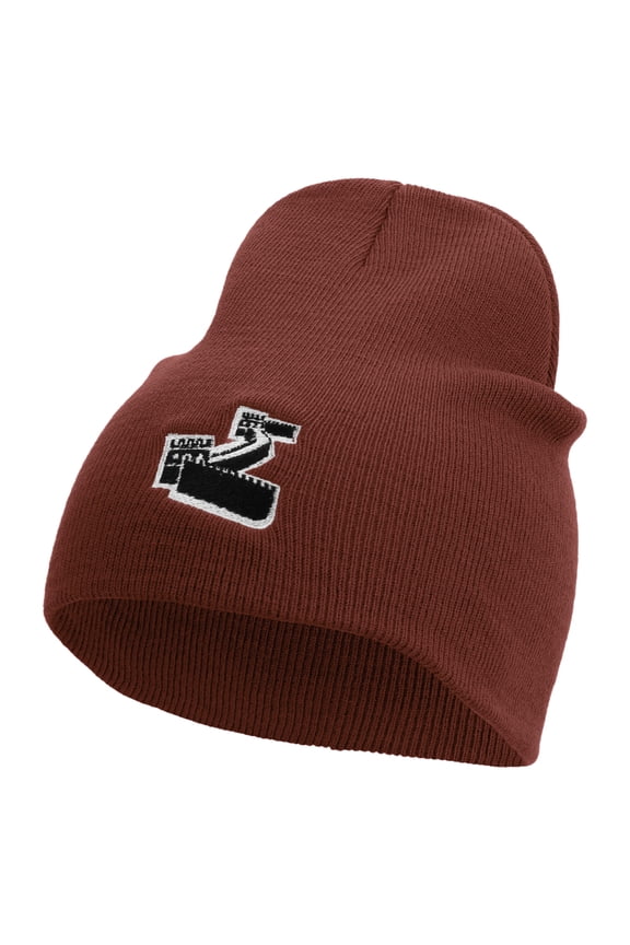 Great Wall Of China Embroidered 8 inch Acrylic Short Blank Beanie - Red OSFM