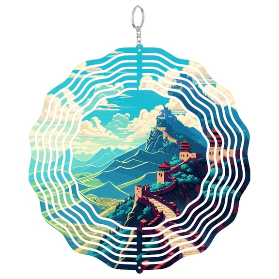Great Wall of China 3D Wind Spinner Metal Hanging Ornament Outdoor Home Decor World Wonder History Gift