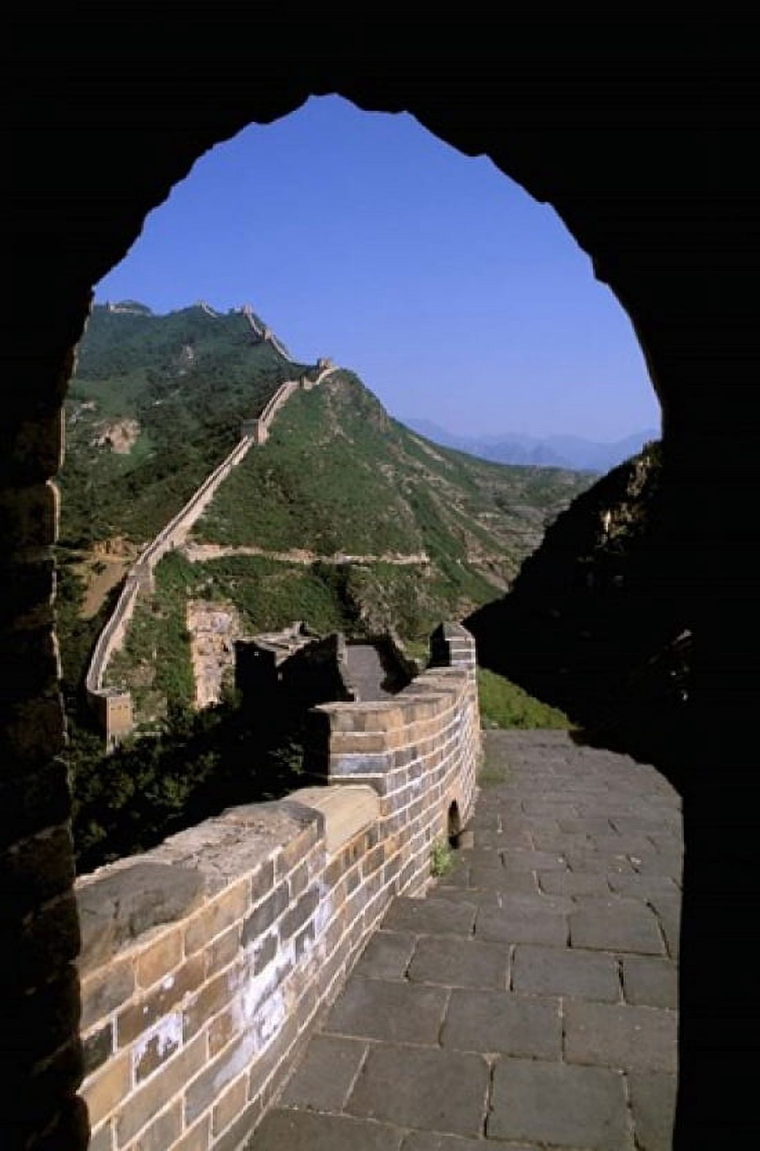 Great Wall of China Viewed through Doorway Beijing China Canvas Art - Bill Bachmann  DanitaDelimont (23 x 35)