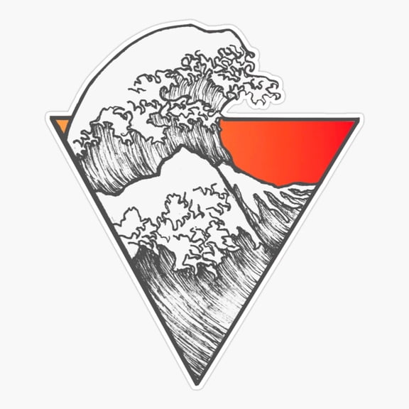 Great Wave Blood Orange Surf Sticker