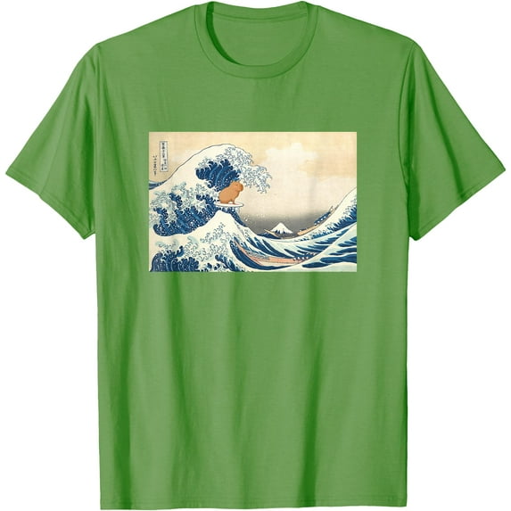Great Wave Capybara Surfing Rodent Unisex T-Shirt for Men Women Kids Toddler,Lime Color,Size M