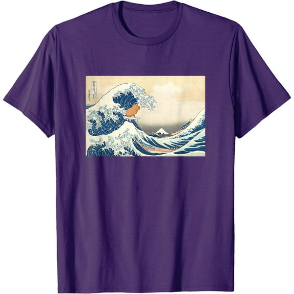 Great Wave Capybara Surfing Rodent Unisex T-Shirt for Men Women Kids Toddler,Purple Color,Size XL