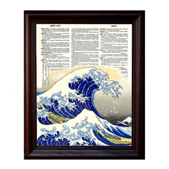 Great Wave - Dictionary Art Print Printed On Authentic Vintage Dictionary Book Page - 8 x 10.5
