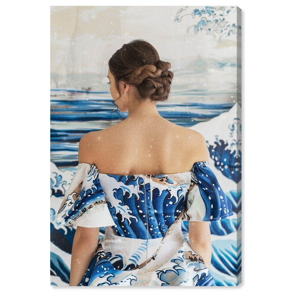 Great Wave Dress Fashion And Glam Canvas Wall Art by Art Remedy, Gallery Wrapped, 20"x30"