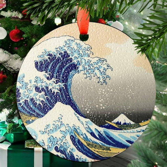 The Great Wave off Kanagawa Ornament SunCatcher Light Catcher Window Hanging Home Decor Hokusai Ukiyo-e Japanese Art, 2025, Holiday Decoration, 2025, Seasonal Holiday Decor,