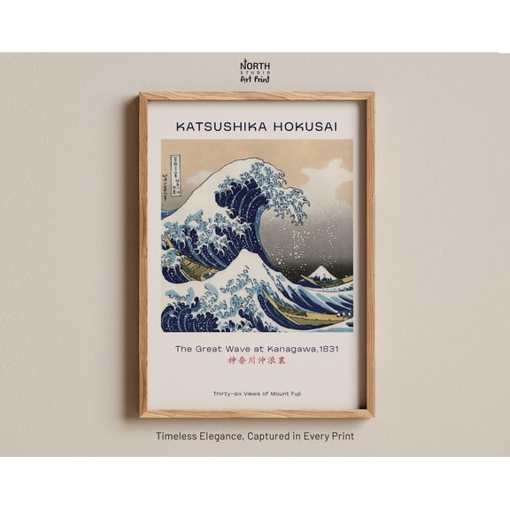 The Great Wave At Kanagawa Print, Hokusai 1831 Iconic Japanese Ukiyo-E Print, Thirty-Six Views Of Mount Fuji, Traditional Wave And Boat Art Wall Art, Modern Wall Decor, 16x24 UNFRAMED