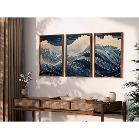 Great Wave Ocean Abstract Wall Art Home Decor Office Wall Art Living ...