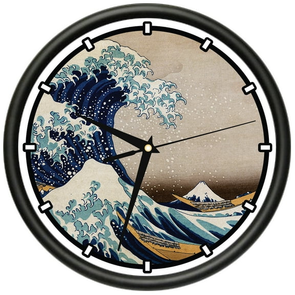 Great Wave Of Kanagawa Design Wall Clock | Precision Quartz Movement | Décor For School Class Office Bedroom Decoration