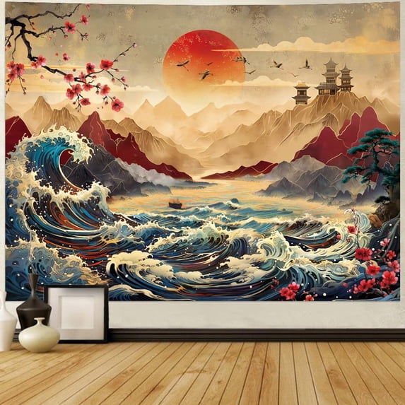 Great Wave Tapestry Vintage Sun