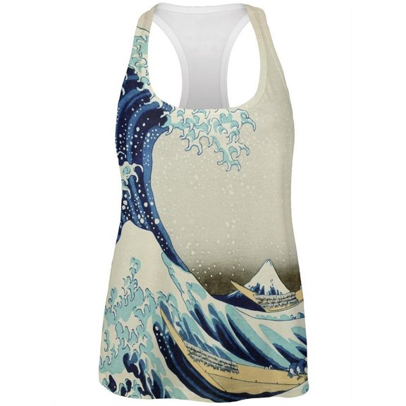 Great Wave Tsunami Japanese Painting All Over Womens Work Out Tank Top Multi 2XL